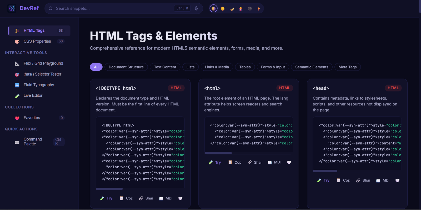 he revolutionary web developer cheat sheet interface showing HTML and CSS code.